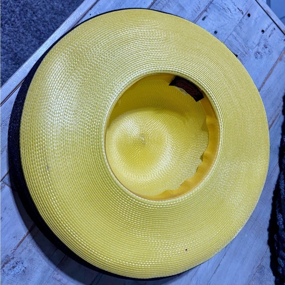 70’s Vintage ❤️Edette New York Elegant Yellow and Black Wide-Brim Hat - Picture 6 of 7